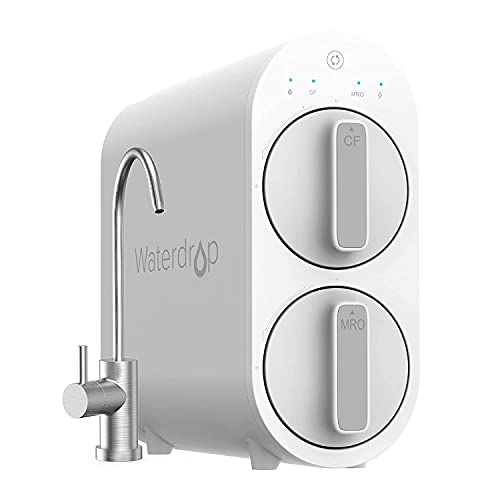 Waterdrop G2 RO omgekeerde osmose waterfiltratiesysteem, tankloos, 1514 liter snelle dagelijkse doorstroming, verminderde TDS, 1:1 zuivere afvoer, FCC genoteerd, WD-G2-W, wit